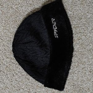 Knit beanie with fuzzy trim
